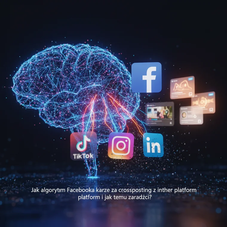 Specjalista social media optymalizuje natywny content na Facebooku, analizując statystyki zasięgu i wpływ crosspostingu na algorytm