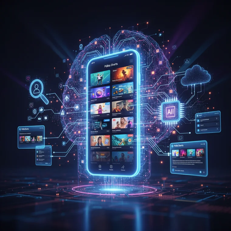 Panel analityczny pokazujący, jak algorytm YouTube promuje krótkie filmy Shorts w feedzie i półce Shorts na stronie głównej