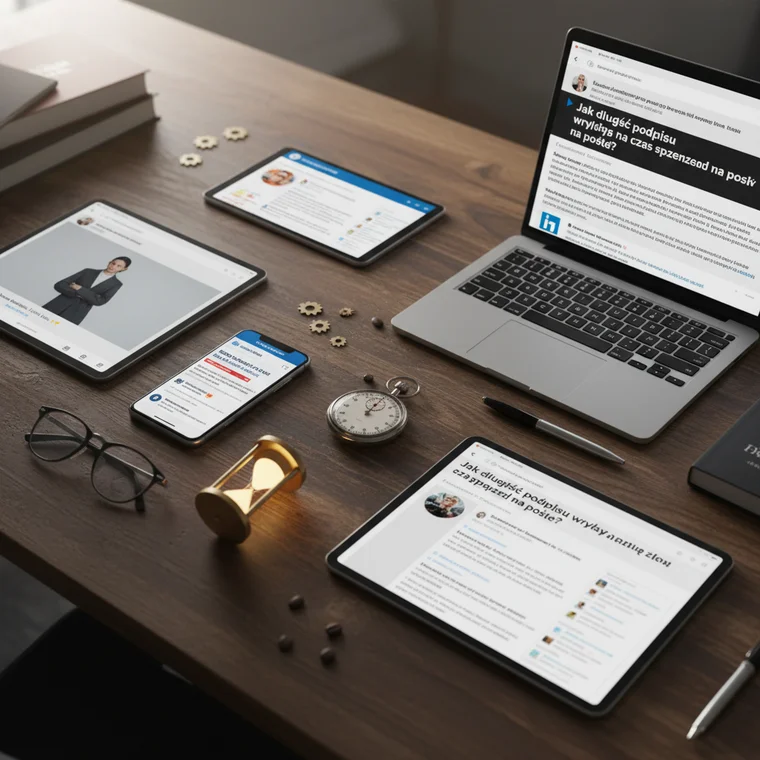 Schemat porównujący krótkie i długie podpisy w social media oraz ich wpływ na czas spędzony na poście