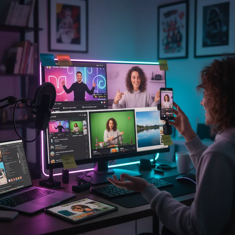 Specjalistka social media planuje strategię remiksów na TikToku, analizując trendy i najlepszy moment na wykorzystanie funkcji remix dla marki