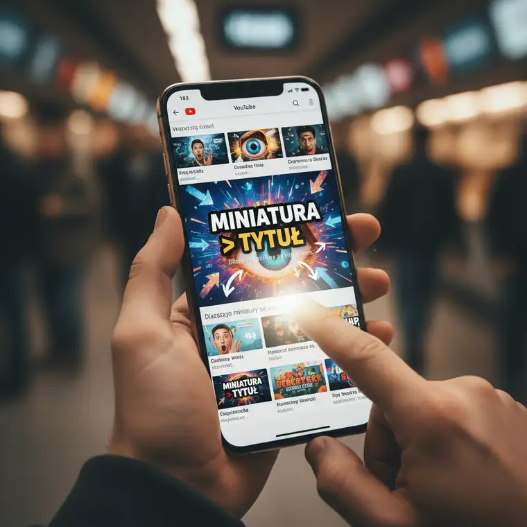 Przykład skutecznej miniatury YouTube z mocnym kontrastem i czytelnym tekstem, pokazującej, dlaczego miniatury są ważniejsze niż tytuły przy budowaniu CTR