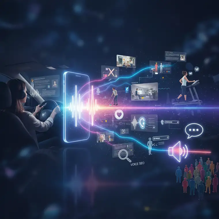 Twórca nagrywający podcast o voice content na social media w domowym studio, pokazujący technologiczną stronę treści audio