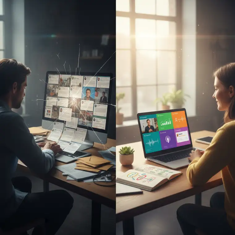 Marketingowiec analizujący segmentację odbiorców i planujący spersonalizowane treści, aby ograniczyć content fatigue