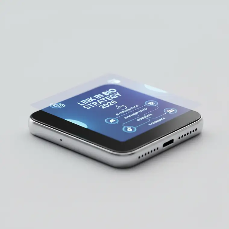 Nowoczesny link in bio jako interaktywny hub marki, z dynamicznymi sekcjami, personalizacją AI i wizualną spójnością strategii marketingowej na 2026 rok